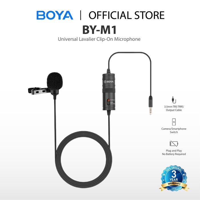 BOYA Lavalier Microfone BY-M1/BY-MM1 Series  Mikrofon Omnidirection  Kabel Untuk Smartphone DSLR PC 
