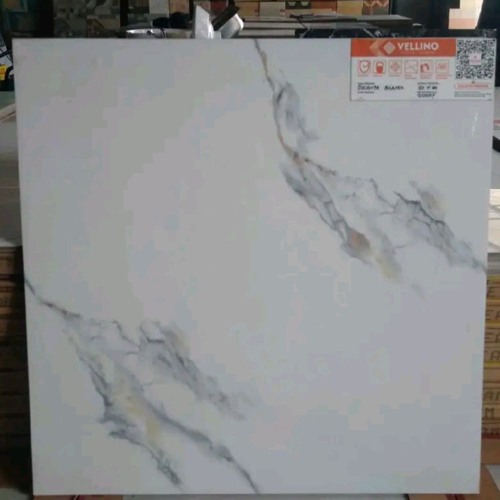 Granit Lantai Dan Dinding 60x60 Picante Bianco Glazed Polish | Kilap | Licin Product Vellino