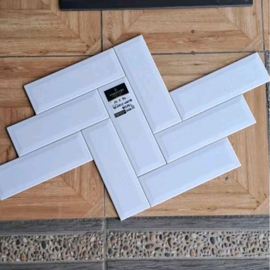 Keramik Dinding List Subway Beple 10x30 Glossy White Kilap | Licin Product Mulia