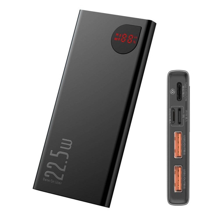 BIG PROMO BASEUS POWERBANK ADAMAN 22.5W 10000 MAH / 20000 MAH METAL DIGITAL DISPLAY FREE CABLE USB