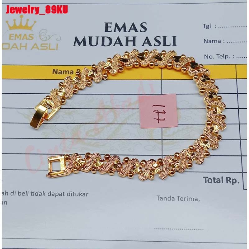 Gelang Hong Kong Emas muda kadar 18,9 Anti Karat Tipe S Bebas Pajak Paling Diminati Fashion Wanita B