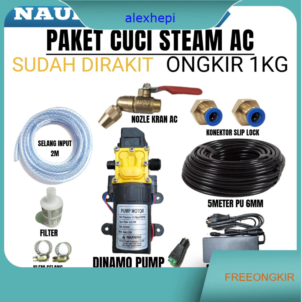 Alat Cuci Ac Jet Steam Ac pompa Dc 12v 100psi Lengkap Siap Pakai Paket Alat Cuci AC