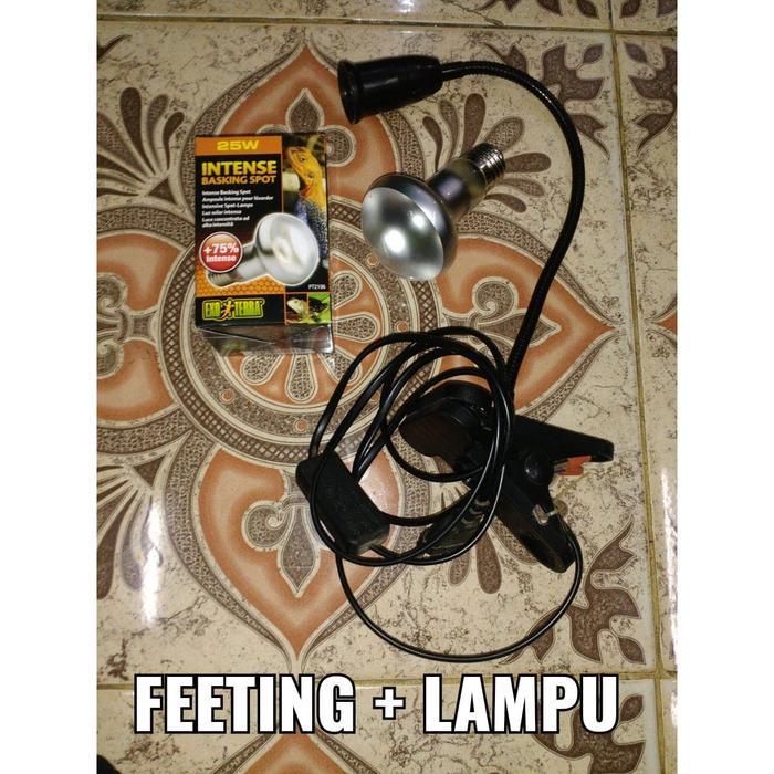 Lampu Reptile/Lampu penghangat/Sulcata/Jepit + Lampu ExOTerra 1set [Terlaris]