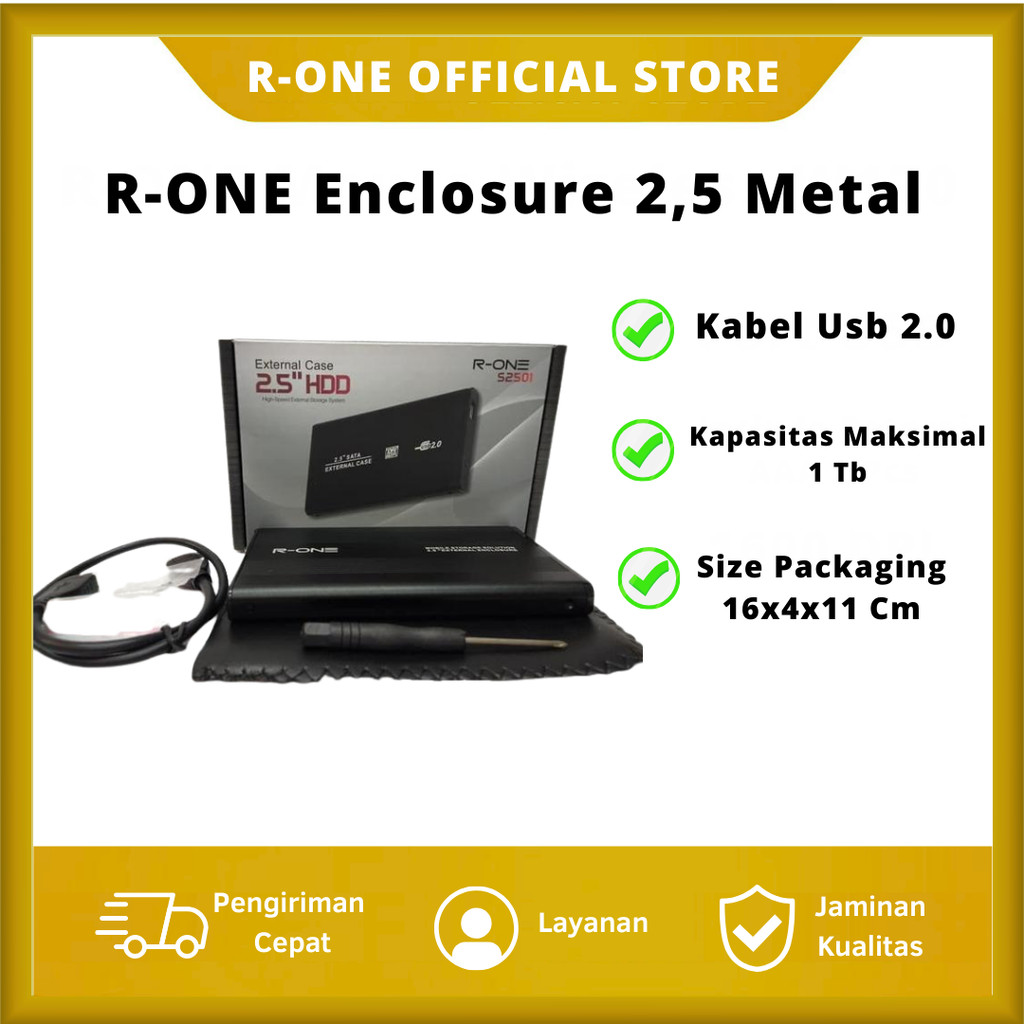 R-ONE Enclosure Casing Hardisk External 2.5" SATA USB 2.0 Metal