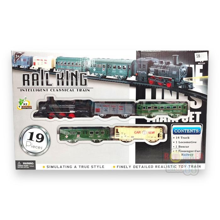 Big Sale MAINAN ANAK KERETA API RAIL KING 19 PCS CLASSIC TRAIN LOCOMOTIF Kado Permainan Control Plas