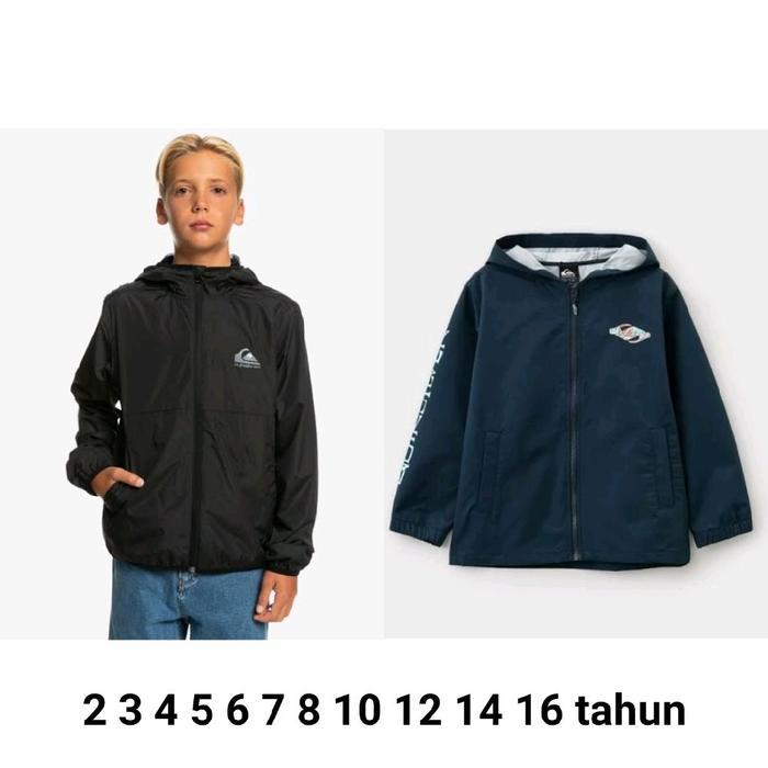Jaket Hoodie anti air anak laki cowo Quiksilver hitam navy - Hitam, 2y