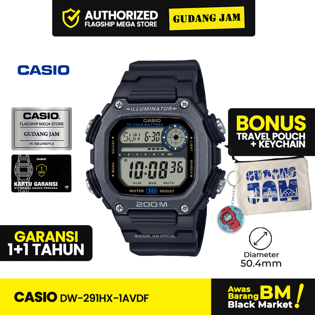 Jam Tangan Casio DW-291HX-1AVDF DW-291HX-1A DW-291HX DW-291 DW291HX DW 291HX