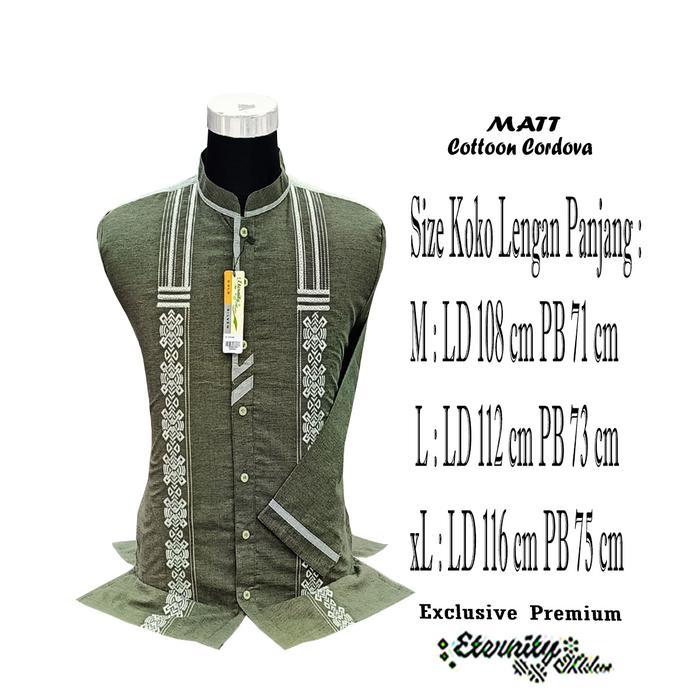NEW LEBARAN Baju Koko Pria Dewasa Lengan Panjang Eternity Moslem Kombinasi Bordir Katun Cordova Musl