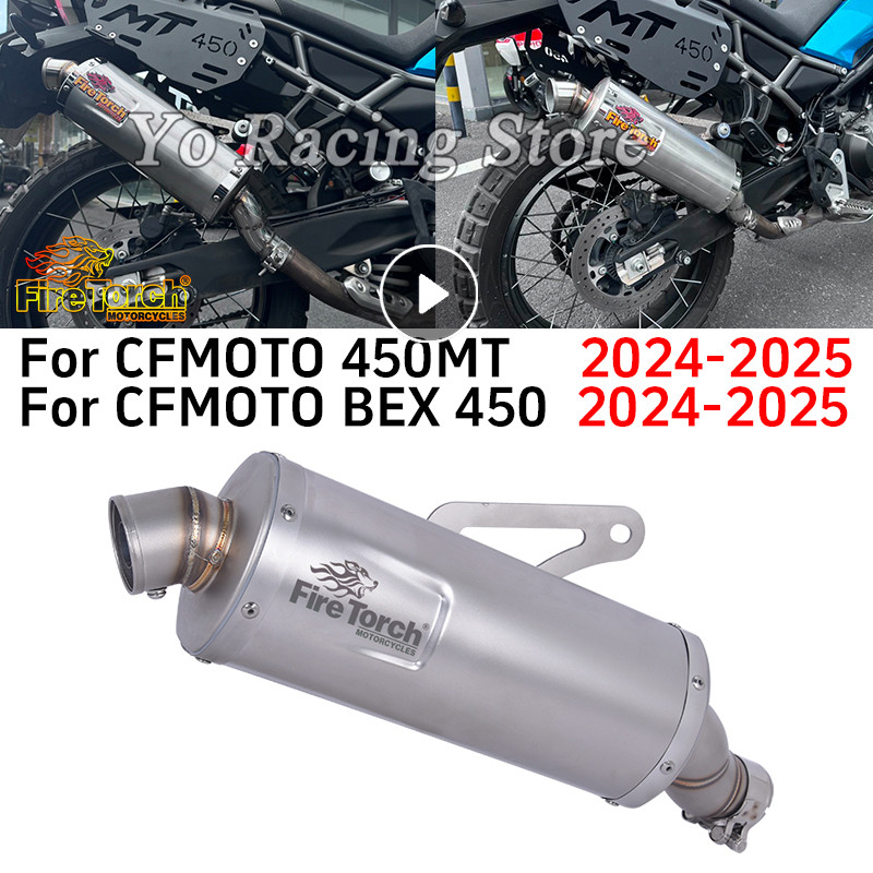 Slip On Motorcycle Exhaust Escape System Mid Link Pipe With Muffler DB Killer For CFMOTO 450MT 450 M