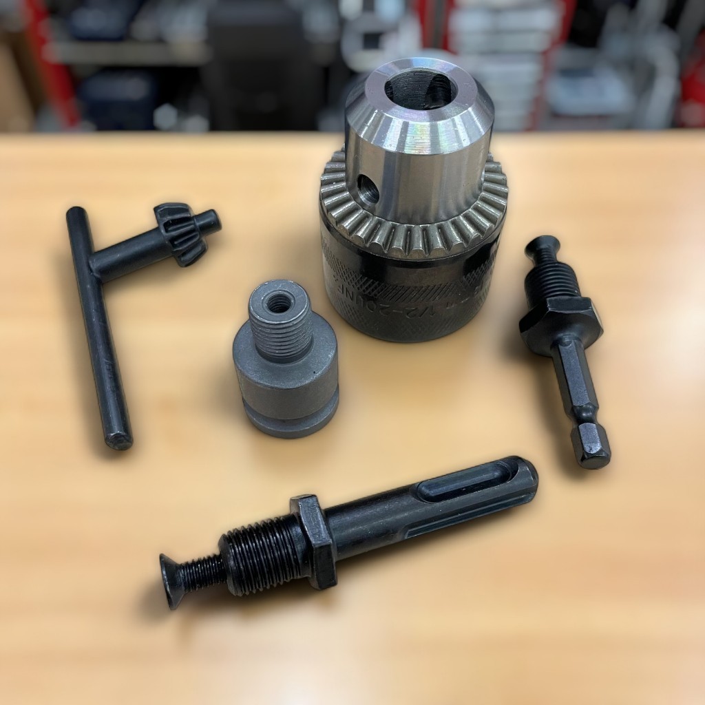 SET 5in1 Chuck Bor 10mm 13mm Adaptor Kepala Impact SDS Plus Hex Ke Kepala Mata Bor Biasa 10 mm 24 UN