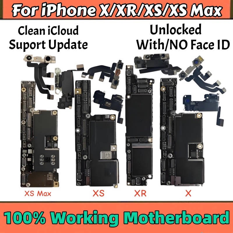 Unlocked For iphone X XR XS Logic board Motherboard Full ips Clean iCloud For iPhone XS Max Support 
