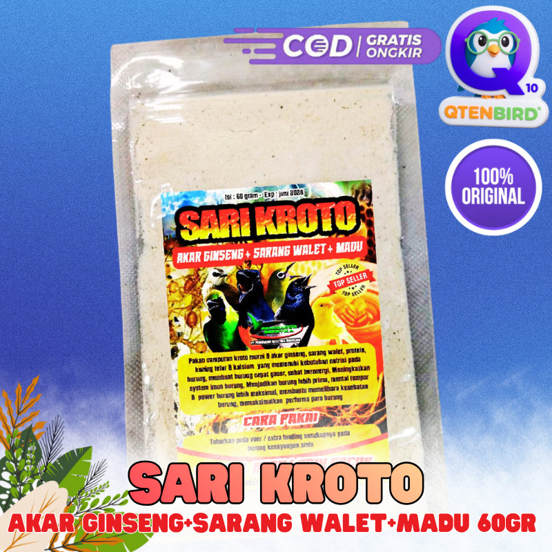 Sari Kroto Ginseng Walet Madu 60gr Pakan Burung Gacor Super Protein Tinggi Penambah Stamina Juara