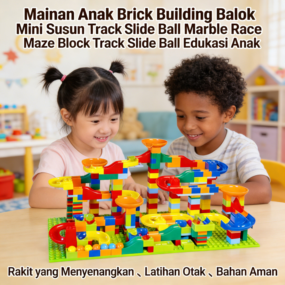 Mini Maze Slide Ball Track Edukasi Building Balok Anak Ball