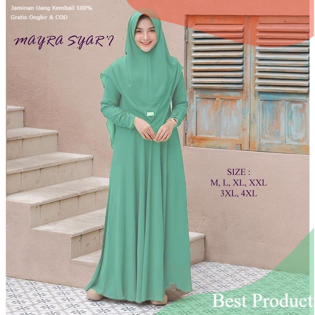 Gamis Mayra Syari bahan Crinkle Airflow Baju Muslim Wanita Polos Simple Dress Wanita Set Hijab 2026-