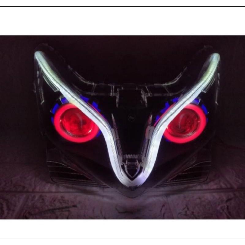 Reflektor Lampu Depan Vario 125 Old Plus Proji Running Super Terang Set Lampu Alis cokro variasi asq