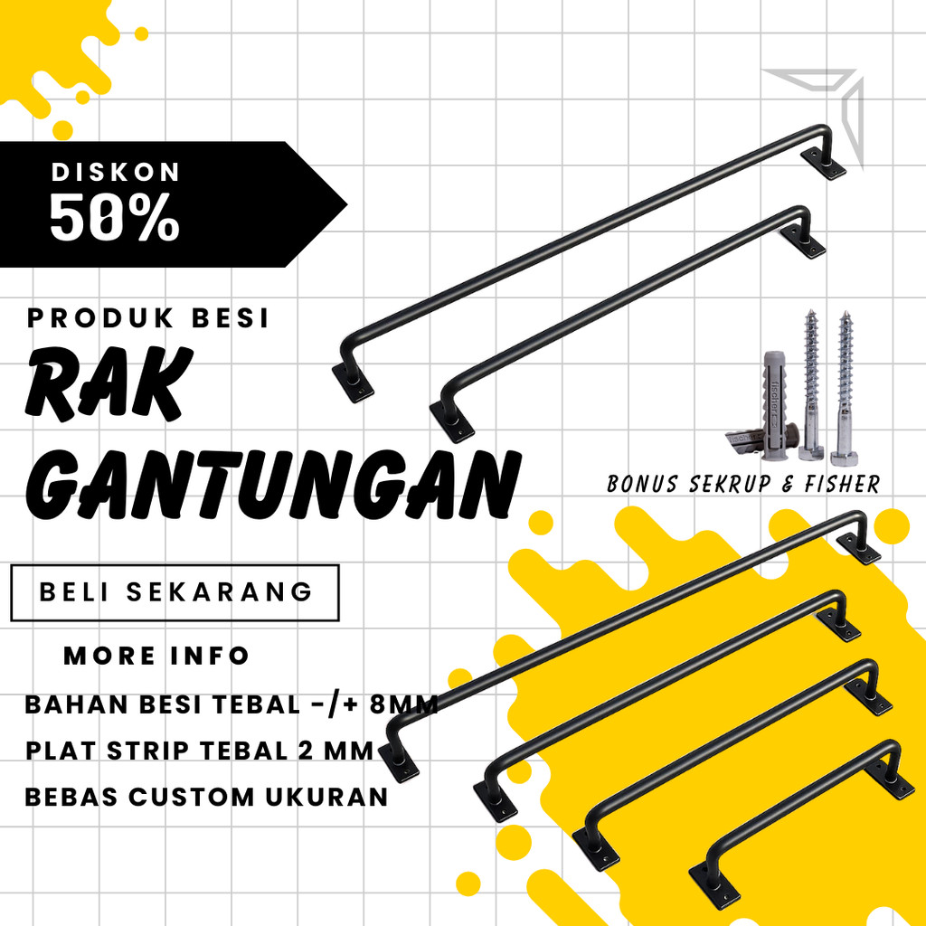 Gantungan Baju Dinding ,Gantungan Baju Besi Tembok, Dinding / Gawang Baju Tembok