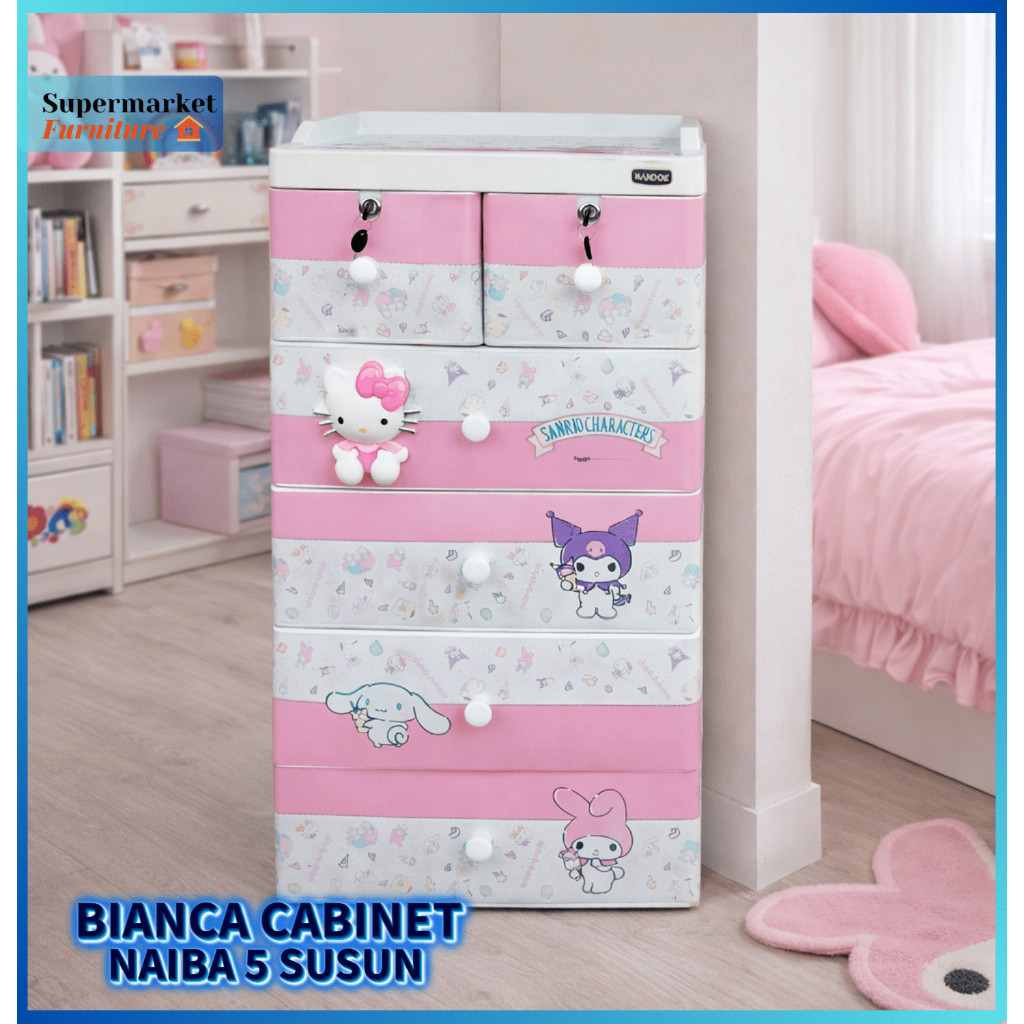 LEMARI LACI BIANCA CABINET NAIBA 5 SUSUN  / 4 SUSUN LEMARI ANAK KARAKTER