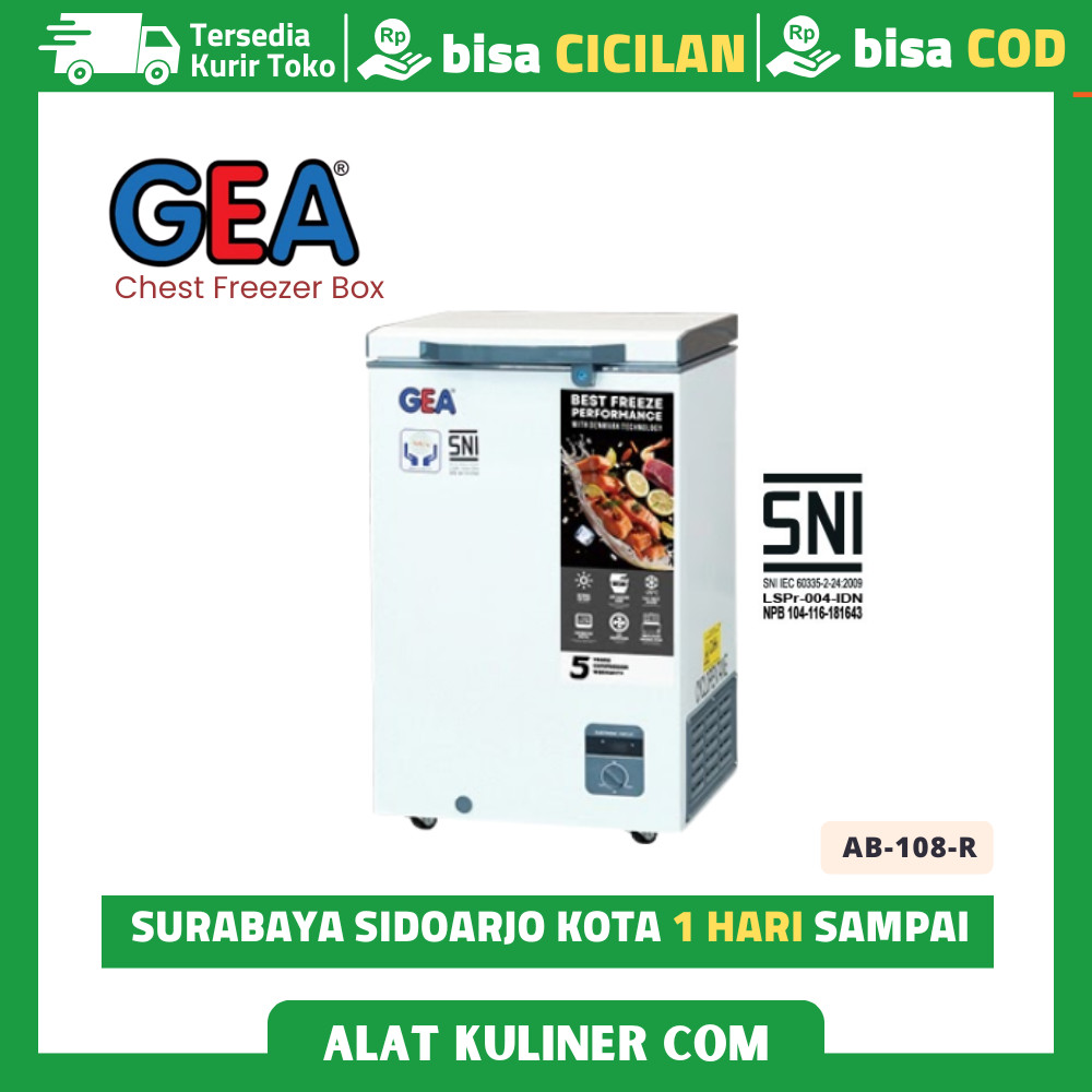 Chest Freezer Box Gea Ab-108-r Kulkas Lemari Pembeku Box 100 Liter Original Resmi