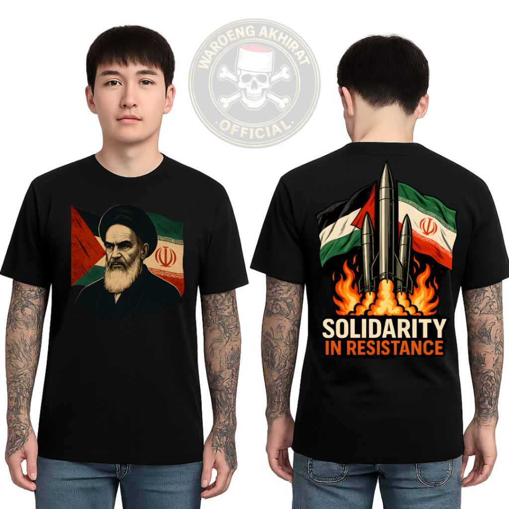 Kaos Pria Iran Revolution – Gambar Tokoh & Bendera Palestina Iran