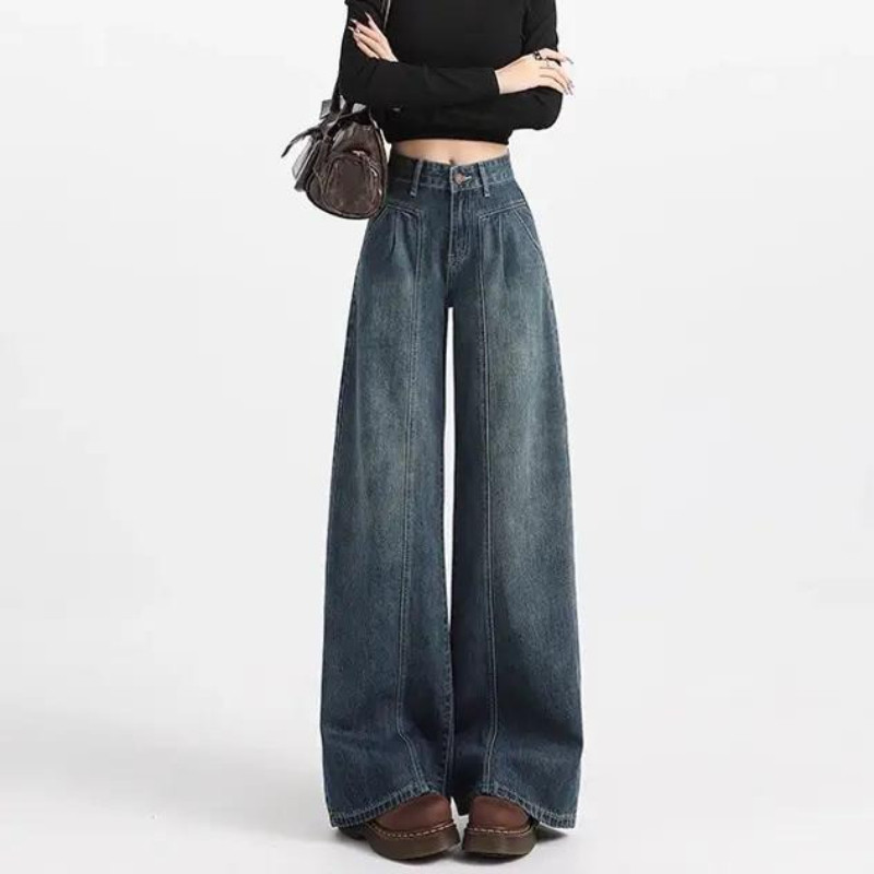 Jeans terbaru Celana highwaist jeans wanita celana jeans panjang wanita celana kulot/ straight Celan