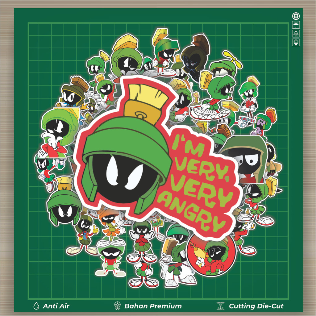 HOT 50 PCS MARVIN THE MARTIAN Stiker Fashion Cars Decal Dingin Kartu Album Custom Vinyl Anti Air- St