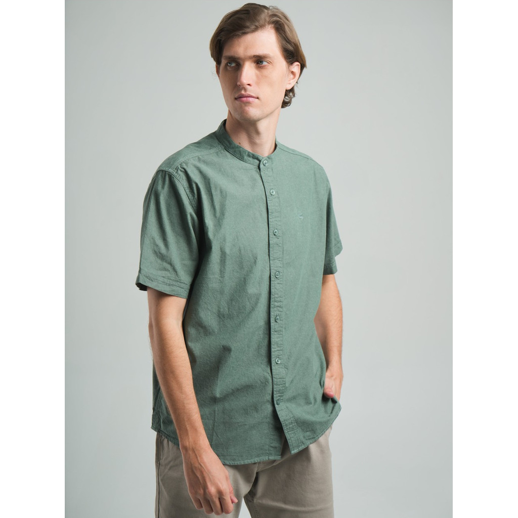 camel active Men's Henley Short Sleeve Oxford Shirt - Kemeja Koko