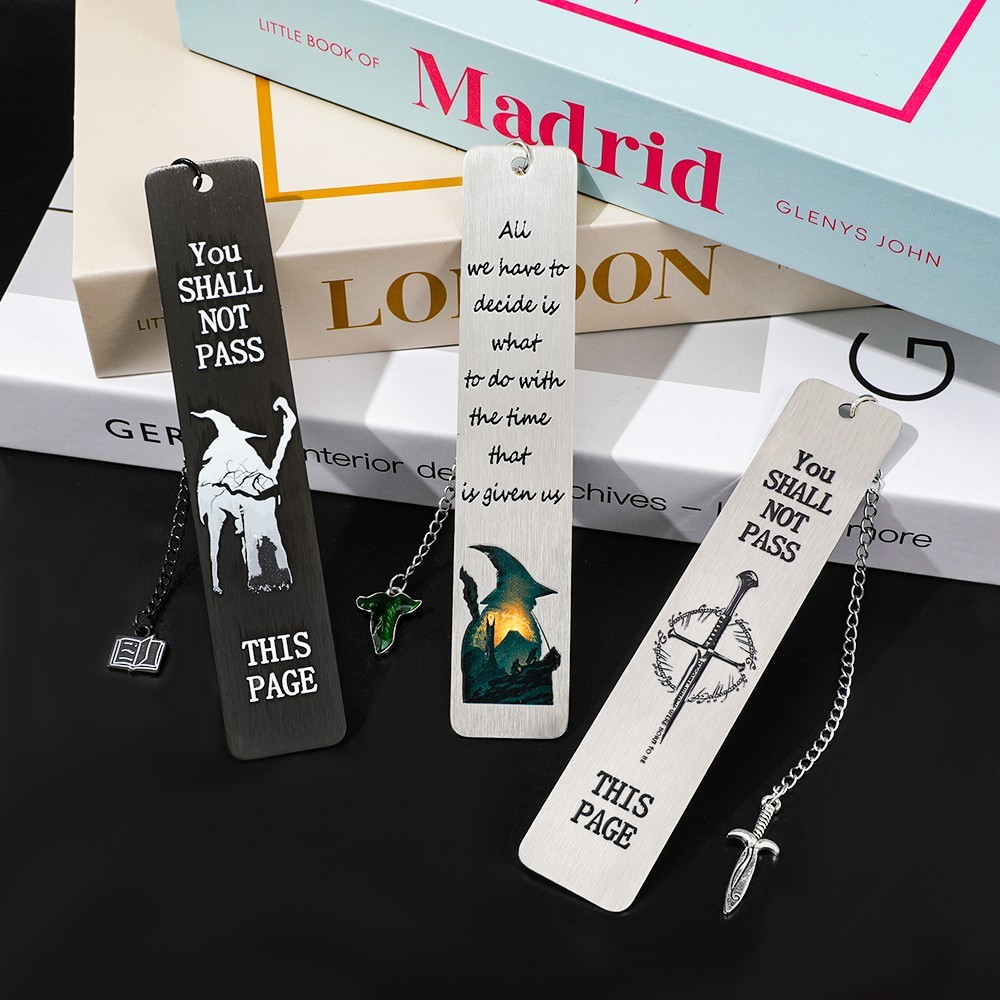 The Lord of the Rings Classic Quote Metal Bookmark Set - Gandalf / Ring Elements, Fantasy Novel Rean