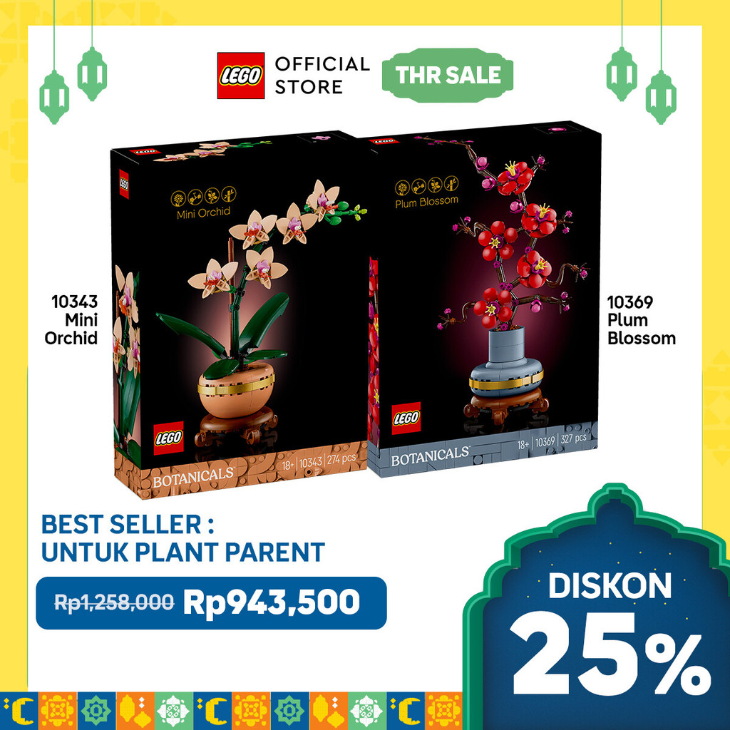FLOWER IN A POT BUNDLE - LEGO Botanicals 10369 Plum Blossom + LEGO Botanicals 10343 Mini Orchid