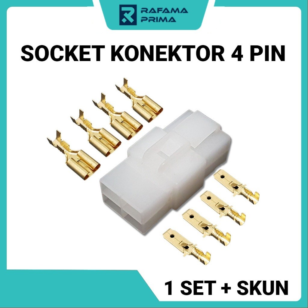 Soket Konektor Kabel 4 Pin Lengkap 1 set + Skun | Soket Motor | Soket Mobil | Konektor Kabel