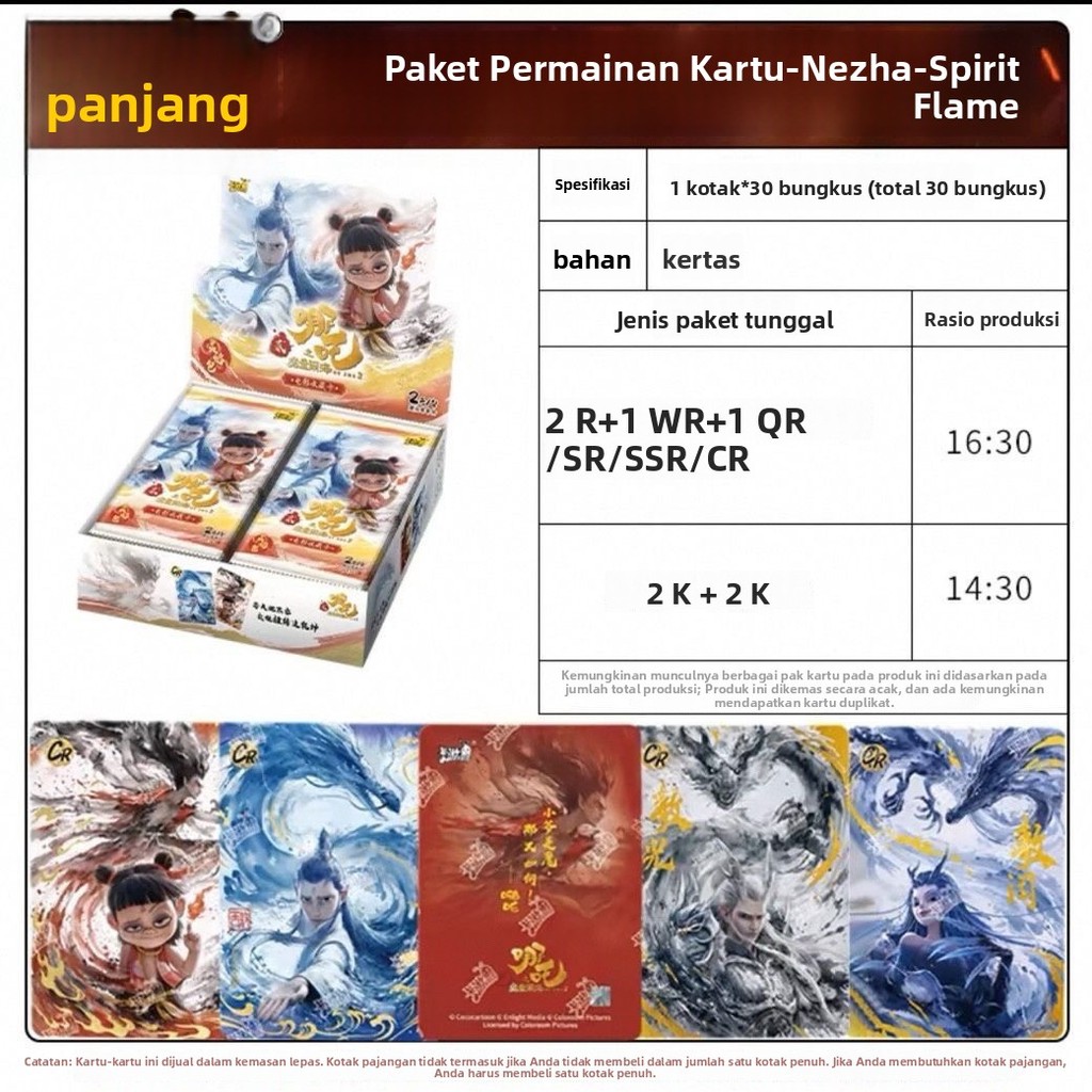 Kartu Kayou Nezha Asli: Anak Ajaib yang Mengguncang Laut - Paket Api, Kotak Lengkap Kartu Api, Kartu
