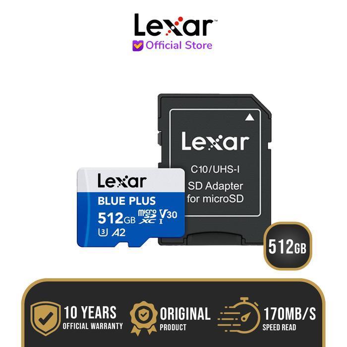 Microsd Micro SD Lexar Blue Plus A2 V30 512GB | MICROSDHC MICROSDXC MEMORY MICROSD CARD | LMSBLPL512