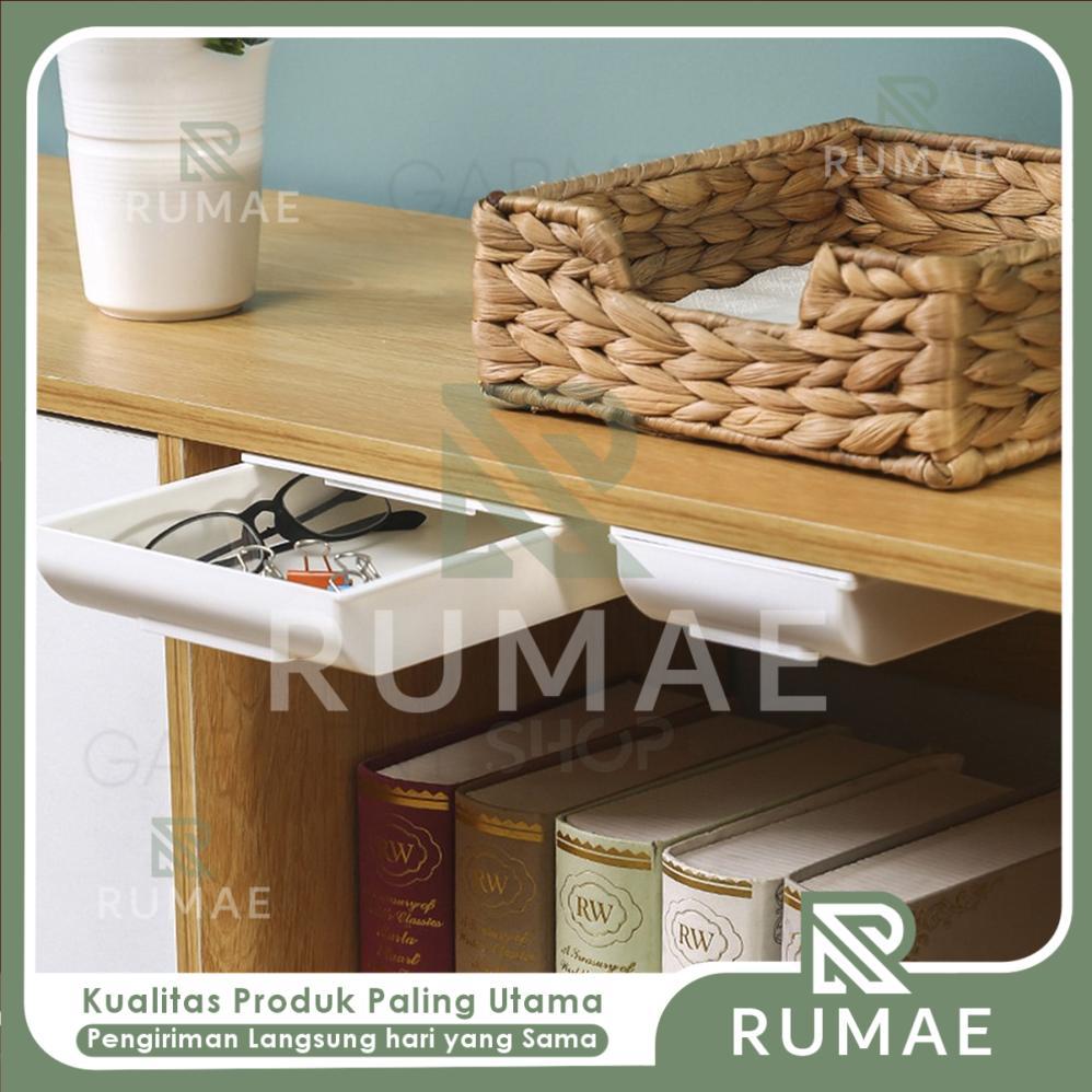 RUMAE Laci Tempel Bawah Meja Organizer Storage Tambahan Hemat Ruang Untuk Meja Kerja Rumah Meja Bela