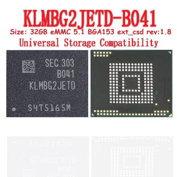 IC eMMC KLMBG 32GB KLMBG KLMBG2JETD-B041 Universal embedded Multi Media Card eMMC v5.1 - Clean