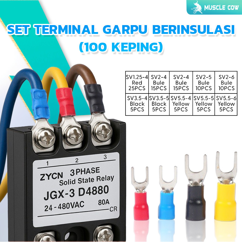 MUSCLE COW SKUN KABEL Y  Set Multi Ukuran & Multi Warna (1 kotak = 100 PCS) Sekun Garpu Scun Fork Sk