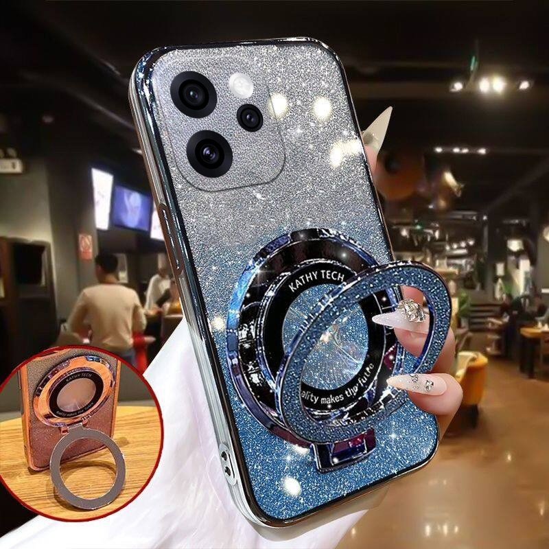 Untuk OPPO Reno 15 Pro Max OPPO A6T Pro Case Bersinar Glitter Soft Fall Protection Dengan Stand Case