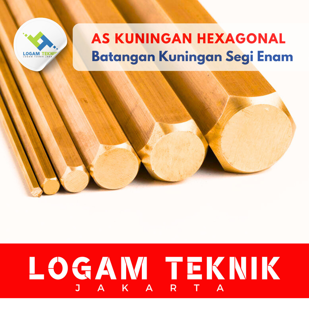 AS HEXAGON KUNINGAN 8MM  × 100 CM | Hexagon Brass Rod 8mm | As Segi Enam | Hexagonal 100 cm