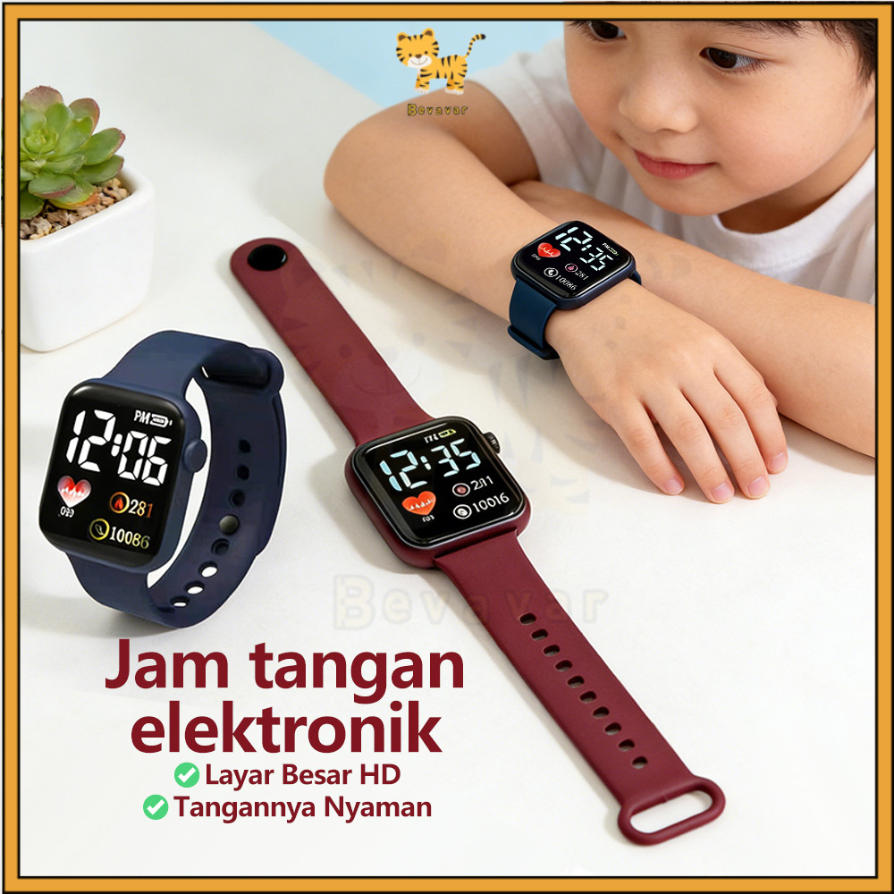 ID Bevavar Jam Tangan LED Digital Jam Tangan Anak Cowok Cewek Digital Tahan Air Jam Tangan Karet LED