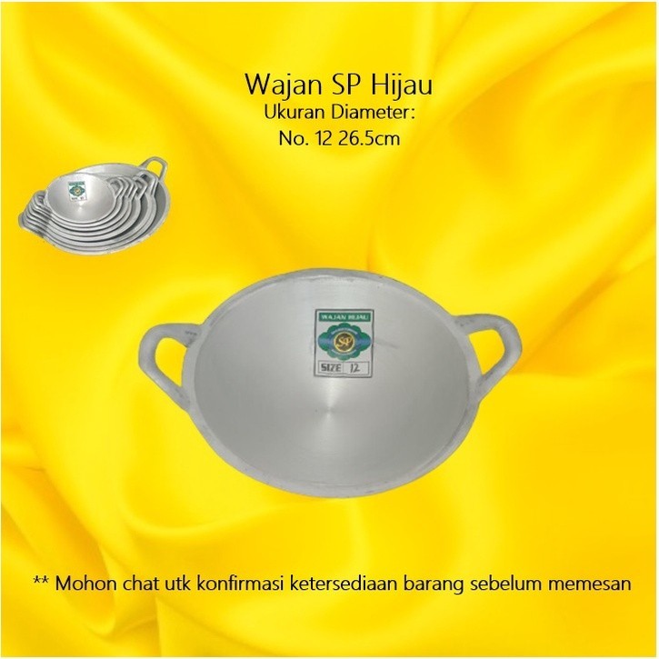 Wajan Jawa Cor /Wajan Penggorengan Aluminium Cor Tradisional SP Hijau 12 Ukuran 26.5 cm
