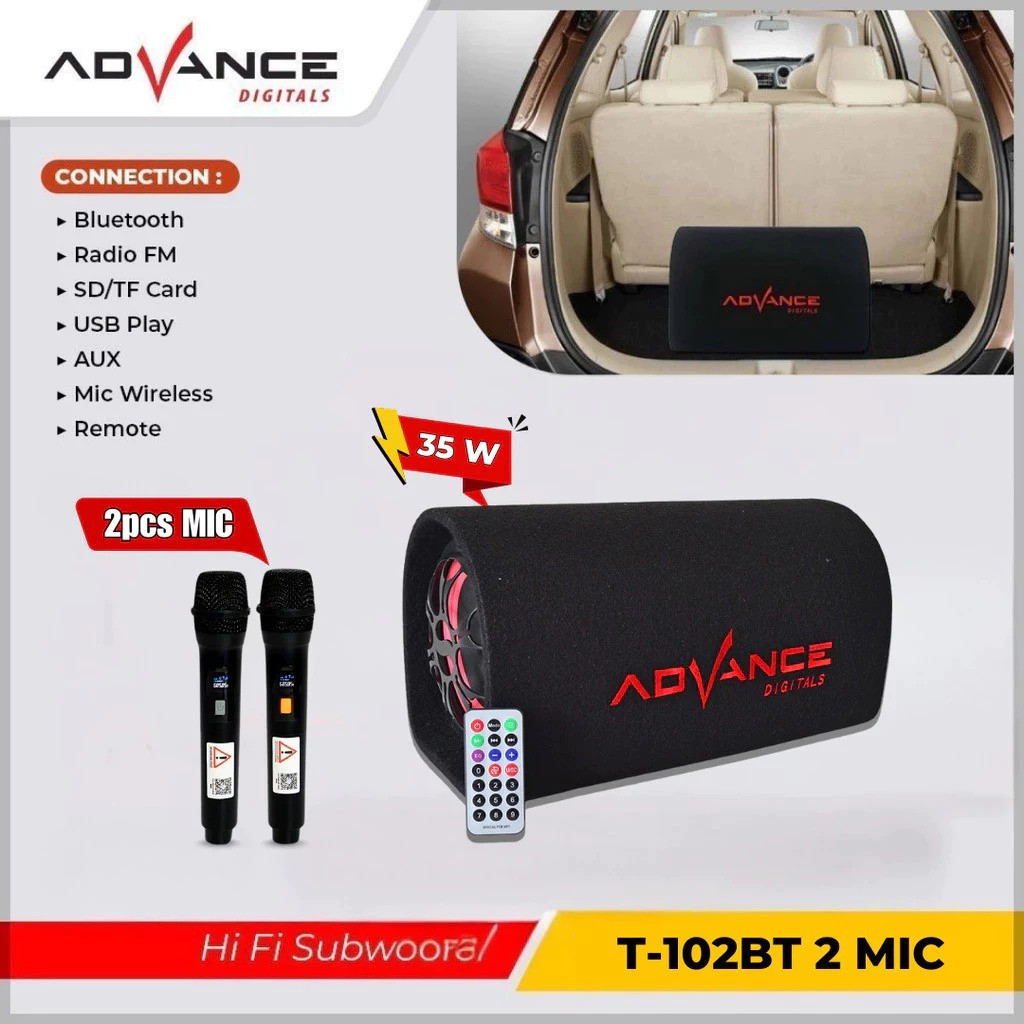Speaker Tabung Advance 6,5 inch Bluetooth T102BT / T 102 BT / T 102 BT PRO 2 MIC