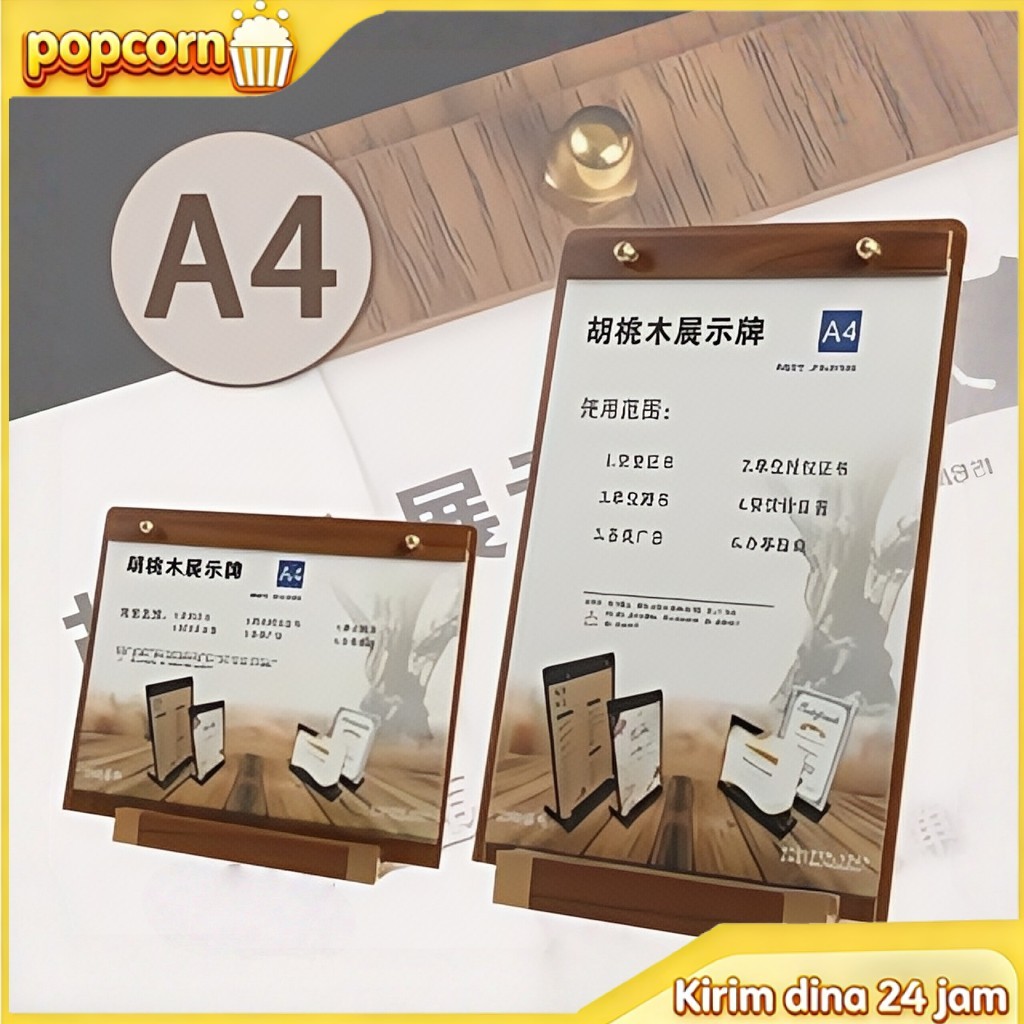 Stand Menu Menu Kayu Wood Sign Holder Stand Kalender Menu Holder Tempat Menu Berdiri