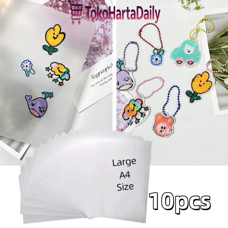 Kertas Shrink A4 Transparan Plastik Shrinky Dink 0.3mm Bisa Dicetak Heat Shrink Sheet DIY Kerajinan