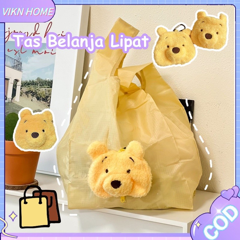 Tas Belanja Lipat Beruang Kecil  Groceries Bag  Tas Travel Lipat  Tas Belanja Lipat Praktis Untuk Be