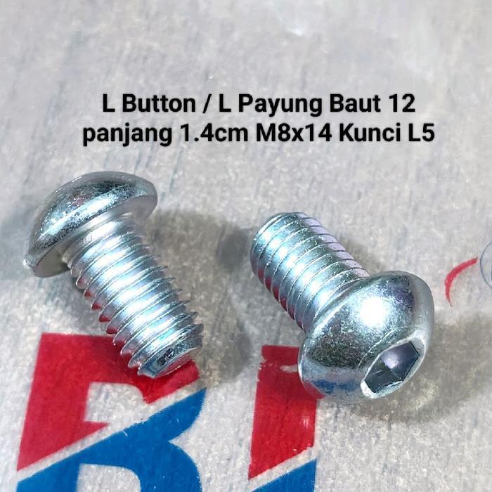 TB Bagus COD (paket 5pcs) L Button / L Payung Baut 12 panjang 1.4cm M8x14 Kunci L5