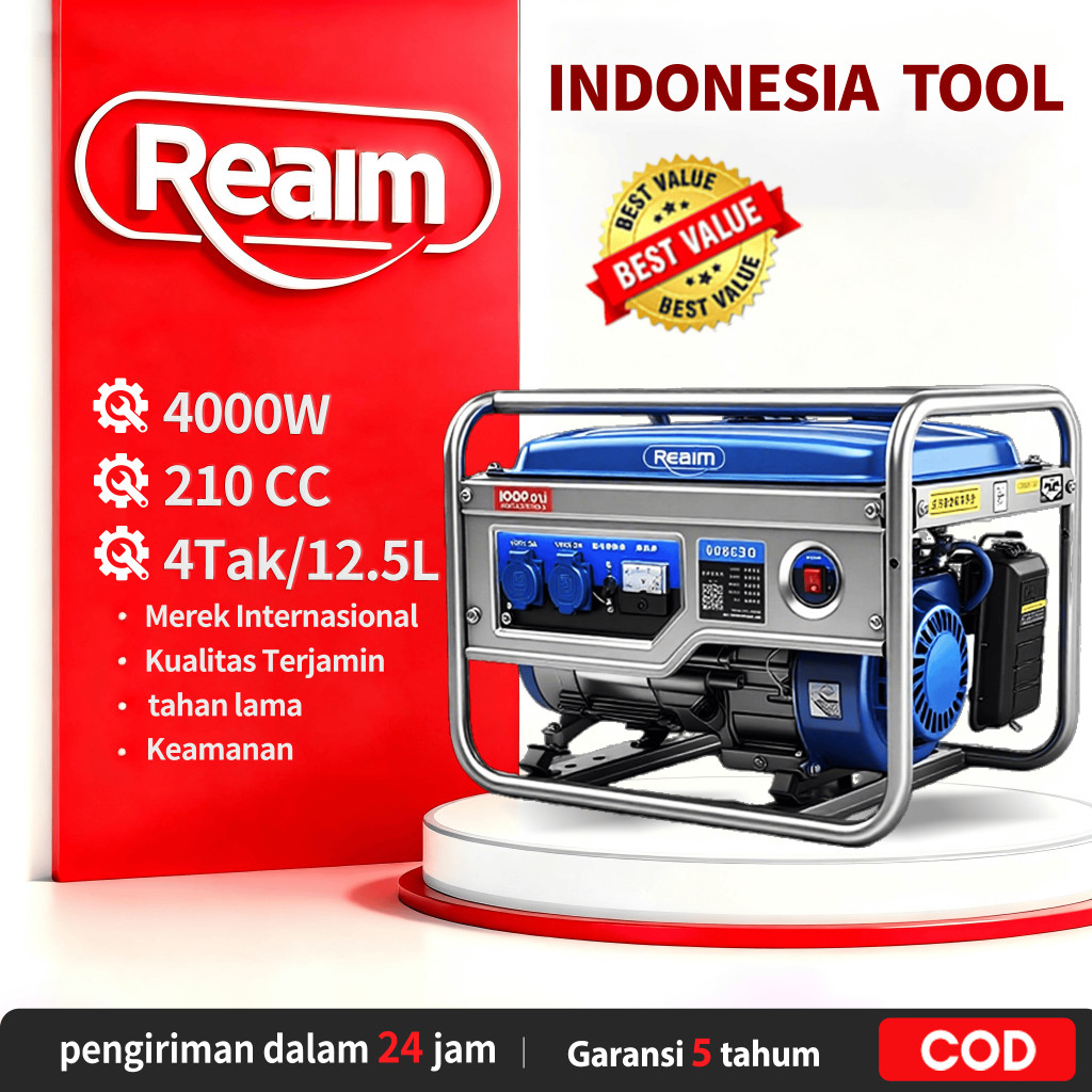 SS Reaim Generator Portabel Bensin Tugas Berat untuk Rumah Senyap ZS-POWER PB5900E Genset Generator 