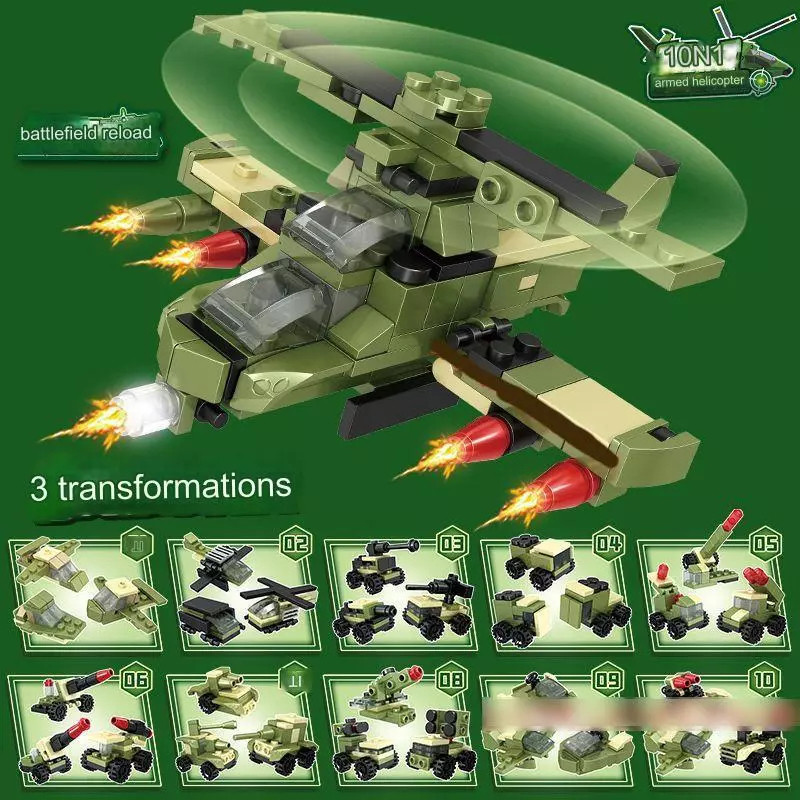 SY Brick Kendaraan Tentara Mobil Pesawat Tank Kapal Laut Perang Mainan Anak