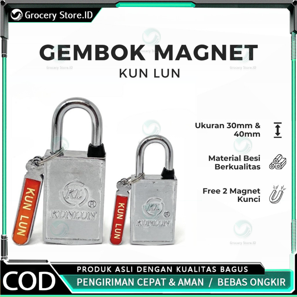 HONXI Gembok Magnet Kun Lun 30MM / 40MM – Gembok Tanpa Lubang Kunci, Magnetic Lock Anti Maling