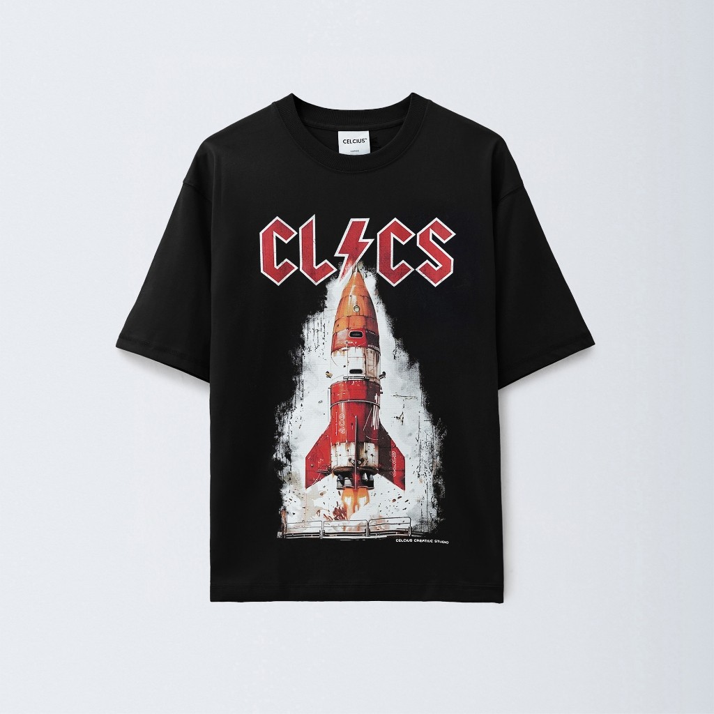 [Ori] CELCIUS ACDC Bootleg Graphic T-shirt Oversize LIN001482C Hitam Kaos