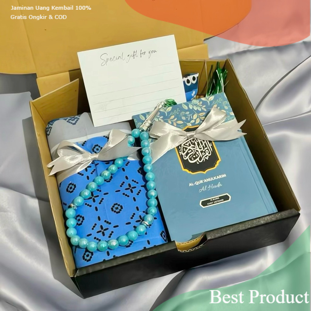 YNK Gift Box Set Sajadah Traveling dan Alquran Saku Mini untuk Cewek | hadiah Kado gift box ulang ta