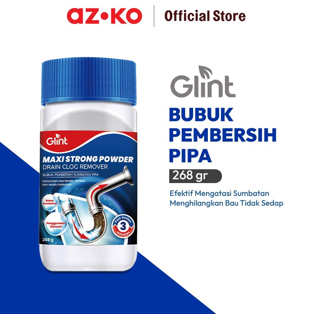 AZKO Glint 268 gr Maxi Strong Powder Bubuk Pembersih Sumbatan Pipa Pipe Clog Buster Perlengkapan Keb