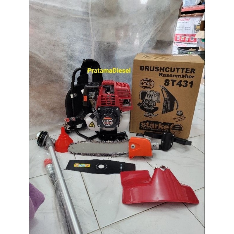 MESIN POTONG RUMPUT GENDONG 4 TAK PRO Paket(2in1) Mesin potong rumput STARKE ST431 4tak+Chainsaw pot